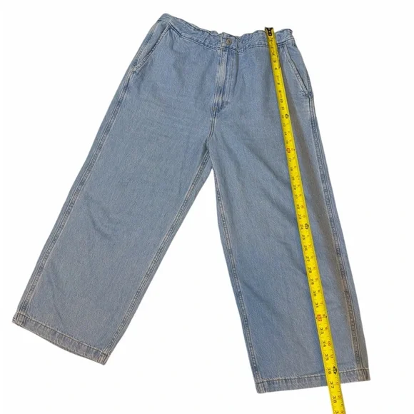 Levi's Light Blue Cullote Baggy Jeans Cropped Sz M Drawstring Retro Festival - Picture 7 of 9